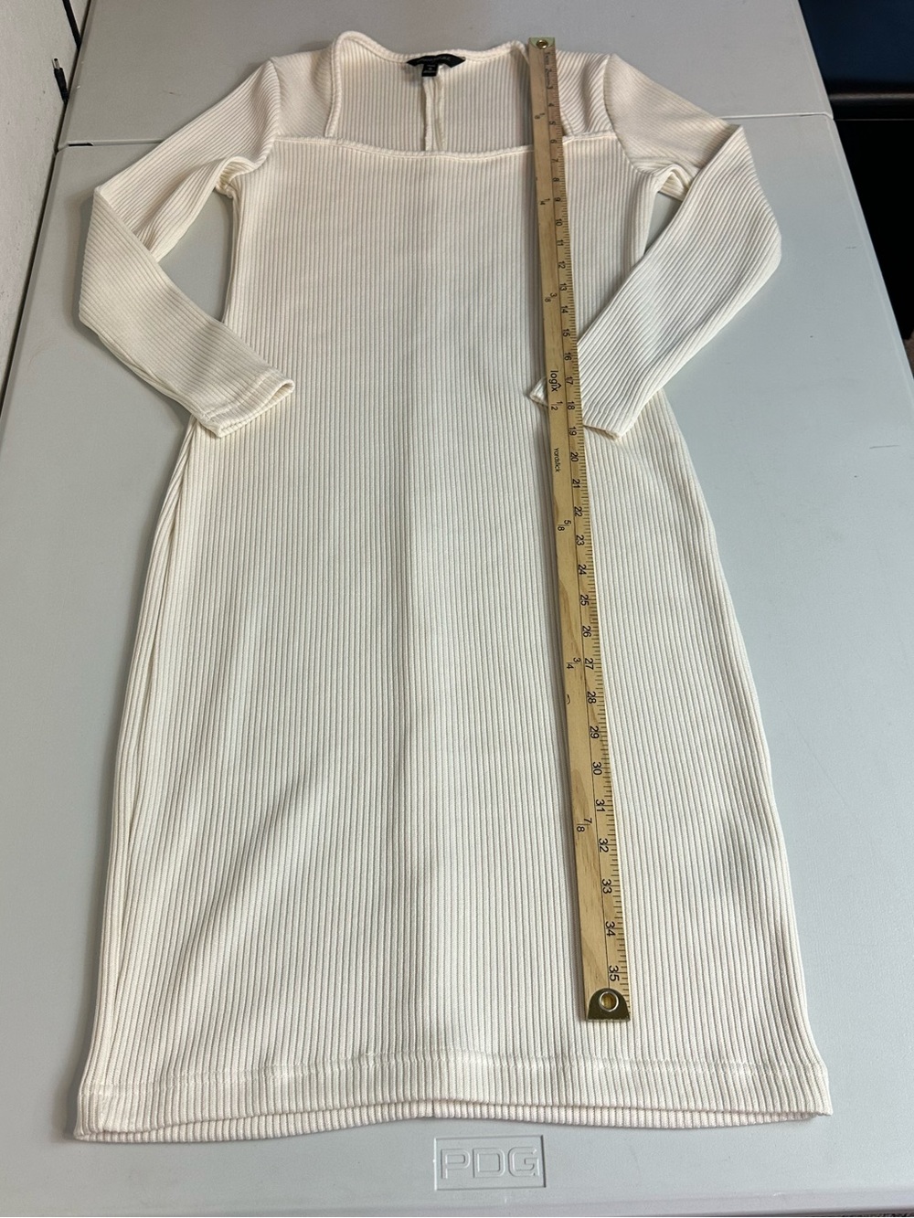 Banana Republic Women’s Ribbed Knit Long Sleeve Midi Dress Cream Size Small P - Picture 10 of 10
